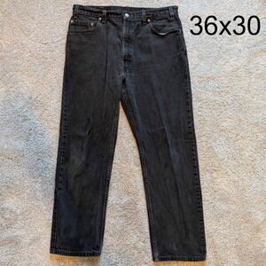Vintage Levis 505 Mens 36x30 Made in USA Faded Black Regular Straight Leg Jeans